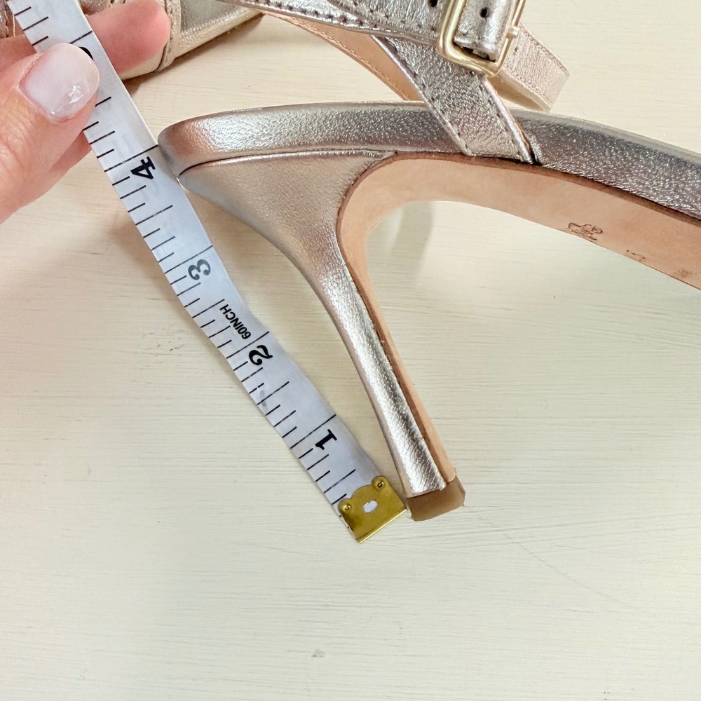 Coach Womens Metallic Gold Leather C Logo Square Toe Stiletto Sandals 6.5 - Picture 9 of 9